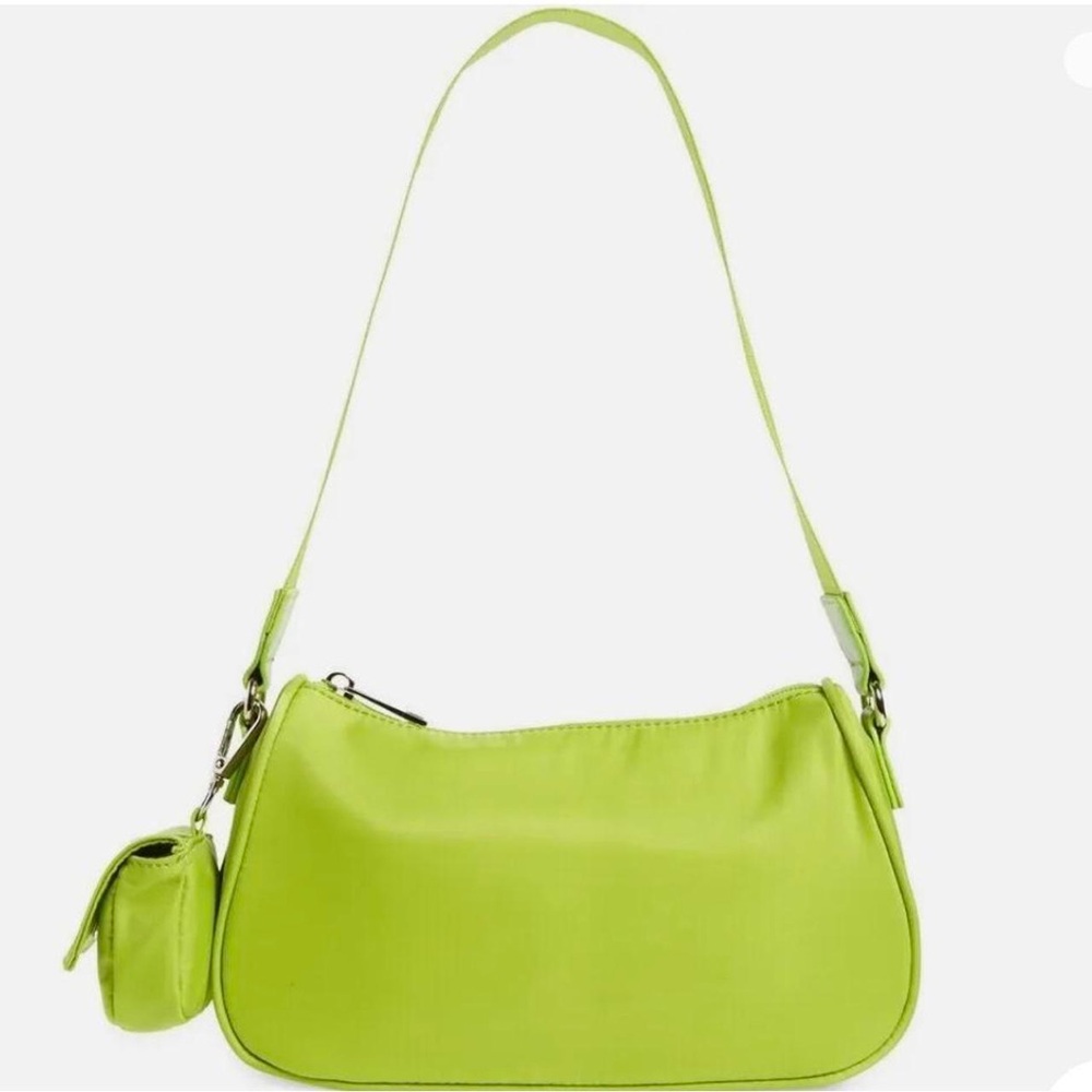 BP Nordstrom Lime Green Nylon Shoulder Bag with Mini Pouch New with Tags